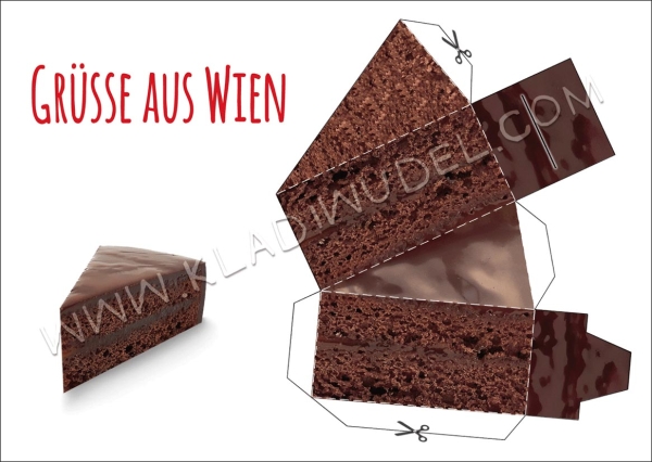 Postkarte - Grüße aus Wien Sachertorte